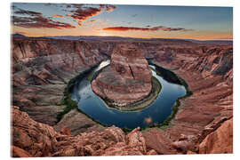 Acrylglasbild Sonnenuntergang am Horseshoe Bend, Page, Arizona, USA, Nordamerika