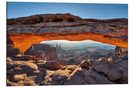 Alubild Sonnenaufgang am Mesa Arch im Canyonlands-Nationalpark, Moab, Island in the Sky, Utah, USA