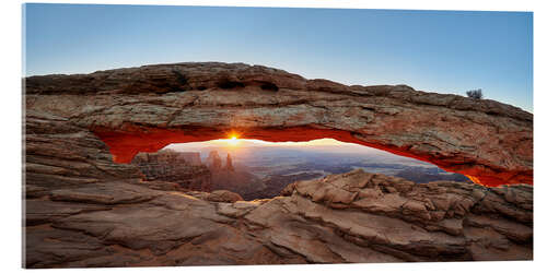 Acrylic print sunrise at Mesa Arch in Canyonlands National Park, Island in the Sky, Moab, Utah, USA, North America