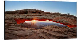 Tableau en aluminium Coucher de soleil derrière la Mesa Arch aux USA I