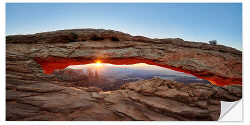 Selvklebende plakat sunrise at Mesa Arch in Canyonlands National Park, Island in the Sky, Moab, Utah, USA, North America