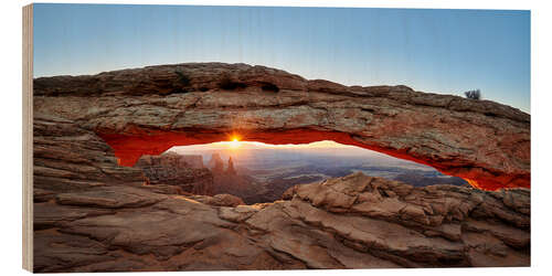 Obraz na drewnie sunrise at Mesa Arch in Canyonlands National Park, Island in the Sky, Moab, Utah, USA, North America