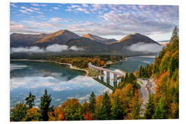 Foam board print Sylvensteinspeicher in autumn - Bavaria