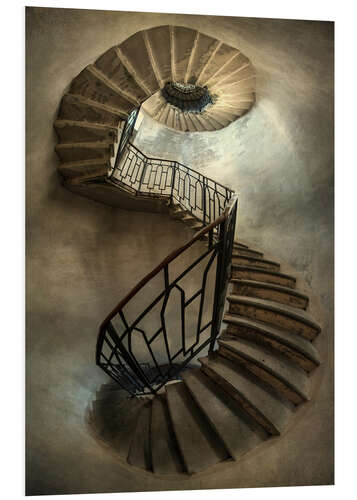 Foam board print Spiral staircase in an old tower