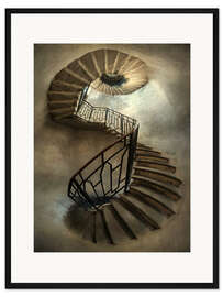Gerahmter Kunstdruck Spiral staircase in an old tower