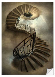 Selvklebende plakat Spiral staircase in an old tower