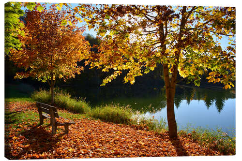 Tableau sur toile Un lac en automne