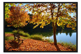Gerahmter Kunstdruck Herbst am See