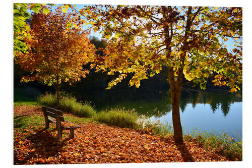 Foam board print autumn on lake