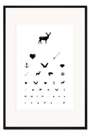 Gerahmter Kunstdruck Sehtest-Symbole