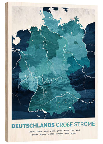 Hout print Germany's big rivers