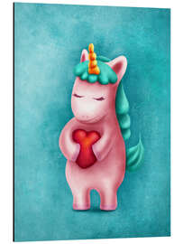 Quadro em alumínio Sweet unicorn with heart