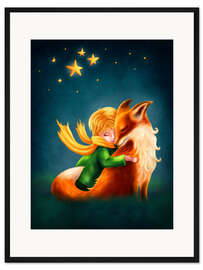 Gerahmter Kunstdruck Der kleine Prinz umarmt den Fuchs