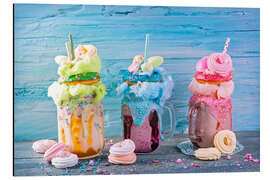 Quadro em alumínio Freakshakes with donuts and candy floss