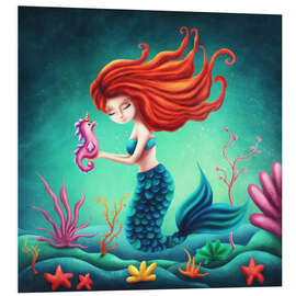 Foam board print Mermaid and little seahorse