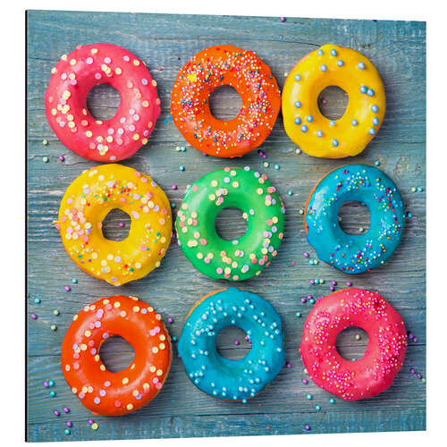 Aluminium print Colorful donuts