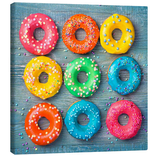 Tableau sur toile Donuts colorés