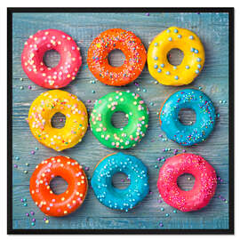 Gerahmter Kunstdruck Bunte Donuts