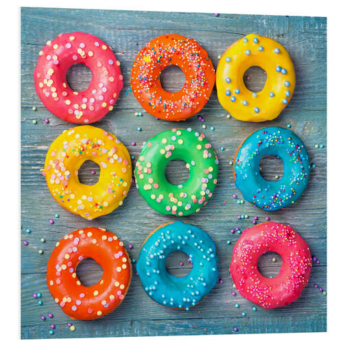 Quadro em PVC Colorful donuts