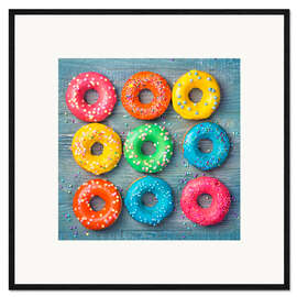 Kunsttryk i ramme Colorful donuts