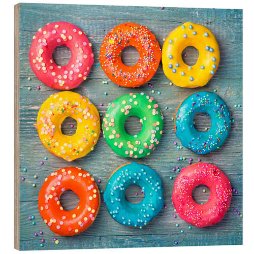 Holzbild Bunte Donuts