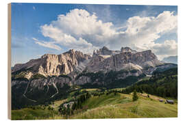 Quadro de madeira View over Colfosco to the Sella Group, Dolomites