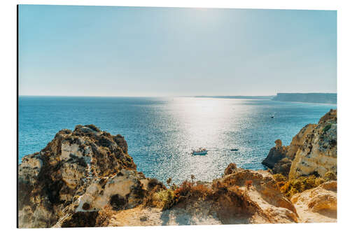 Aluminium print Rocky Bay Landscape In Town Of Lagos, Algarve, Portugal