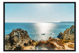 Gerahmter Kunstdruck Rocky Bay-Landschaft in der Stadt von Lagos, Algarve, Portugal