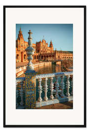 Gerahmter Kunstdruck Plaza de Espana im Abendlicht