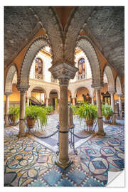 Selvklebende plakat Oriental courtyard in Seville