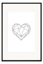 Gerahmter Kunstdruck Schwarzes, geometrisches Herz