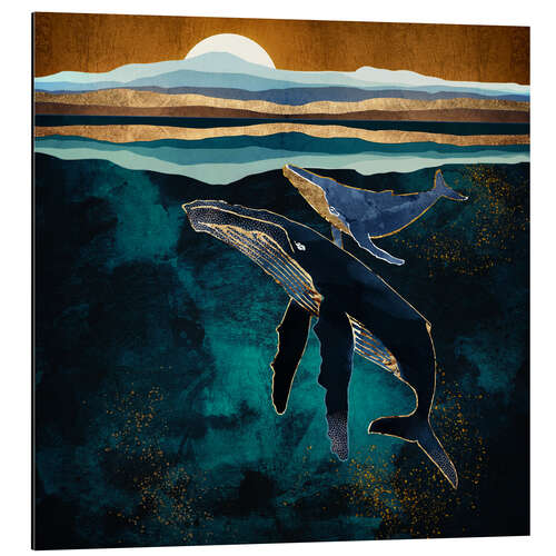 Print på aluminium Moonlit Whales