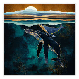 Poster  Baleines au clair de lune - SpaceFrog Designs