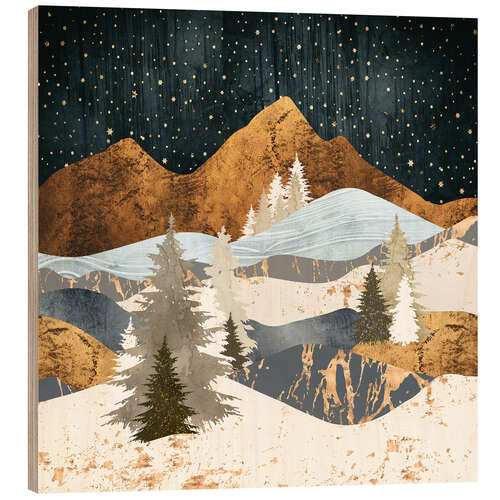 Hout print Winter Stars