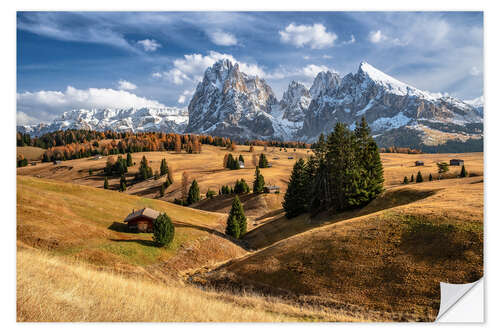 Selvklæbende plakat Autumn on the Alpe di Siusi Dolomites South Tyrol