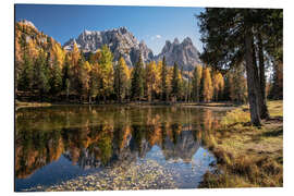 Quadro em alumínio Autumn on Lago Antorno, Dolomites, South Tyrol