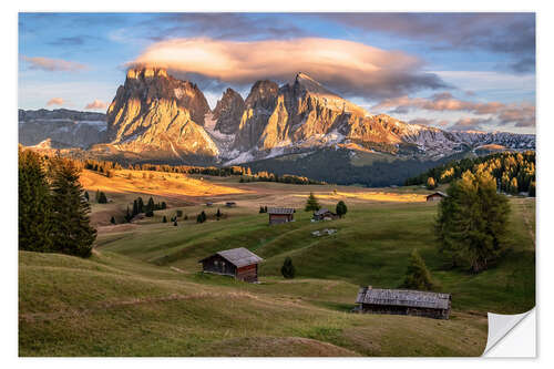 Selvklæbende plakat Alpe di Siusi Dolomites, South Tyrol