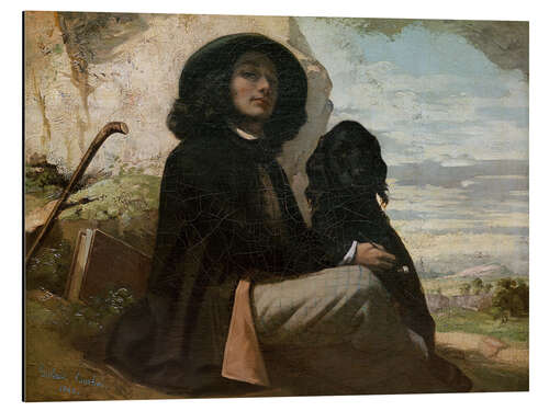 Aluminium print Courbet with his black dog