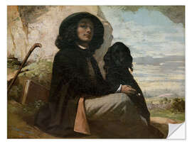 Selvklæbende plakat Courbet with his black dog