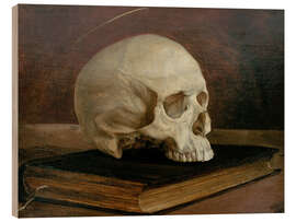 Quadro de madeira Skull on a book