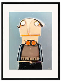 Gerahmter Kunstdruck Marlene Silabetzschky mit ihrer Eule Fidelia