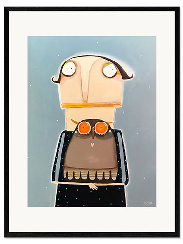 Framed art print Marlene Silabetzschky With Her Owl Fidelia