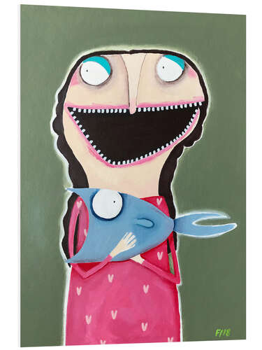 Foam board print Merle Zobel-Kowalski With Her Pet Fish Sebastian