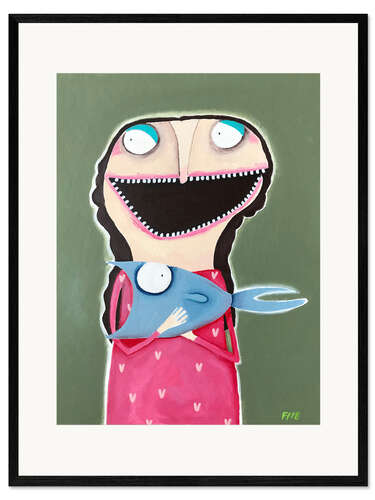 Impresión de arte enmarcada Merle Zobel-Kowalski With Her Pet Fish Sebastian