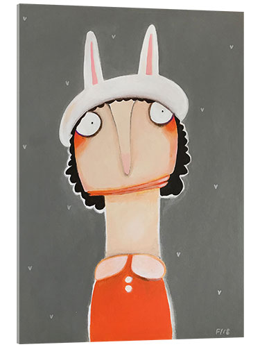 Tableau en verre acrylique Bergerie Magda avec un bonnet lapin