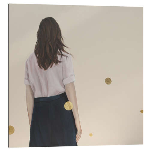 Galleriprint Golden dots (polka dots) - back view of a young woman