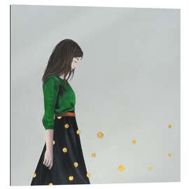 Gallery print Golden dots (polka ddots) - portrait of a young woman