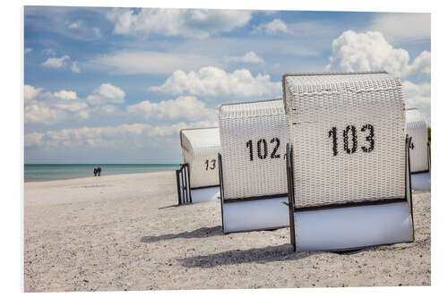 Tableau en PVC Chaises de plage, nuages et sable