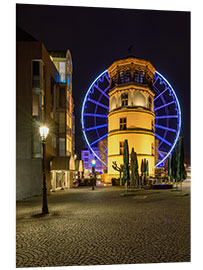 PVC print Castle tower in Dusseldorf with blue ferris wheel