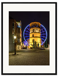 Impresión de arte enmarcada Torre del castillo en Dusseldorf con noria azul